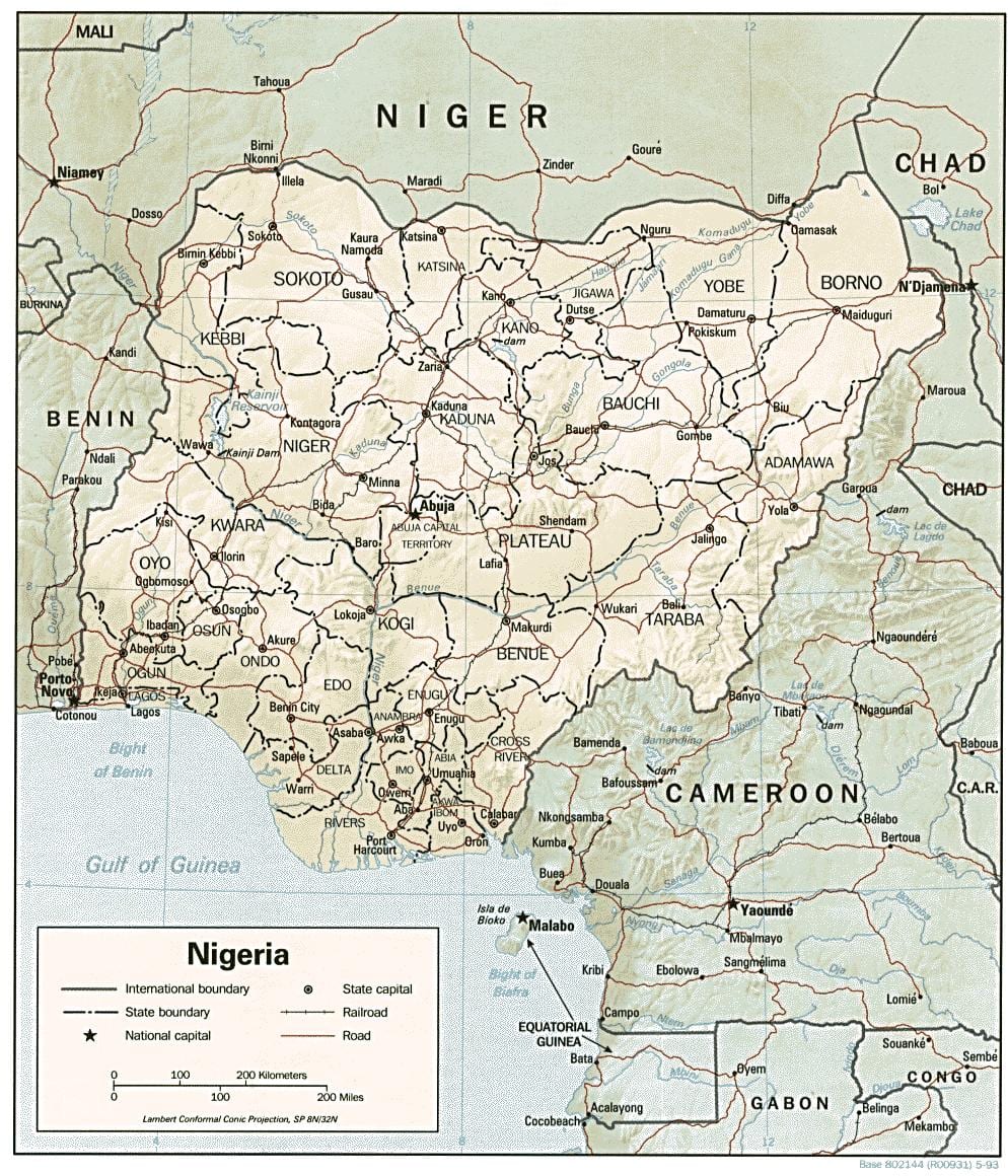 Xəritə, atlas Nigeriya