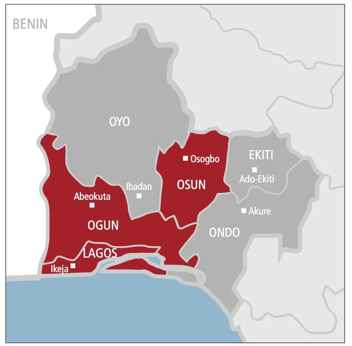 qərb Nigeriya xəritə