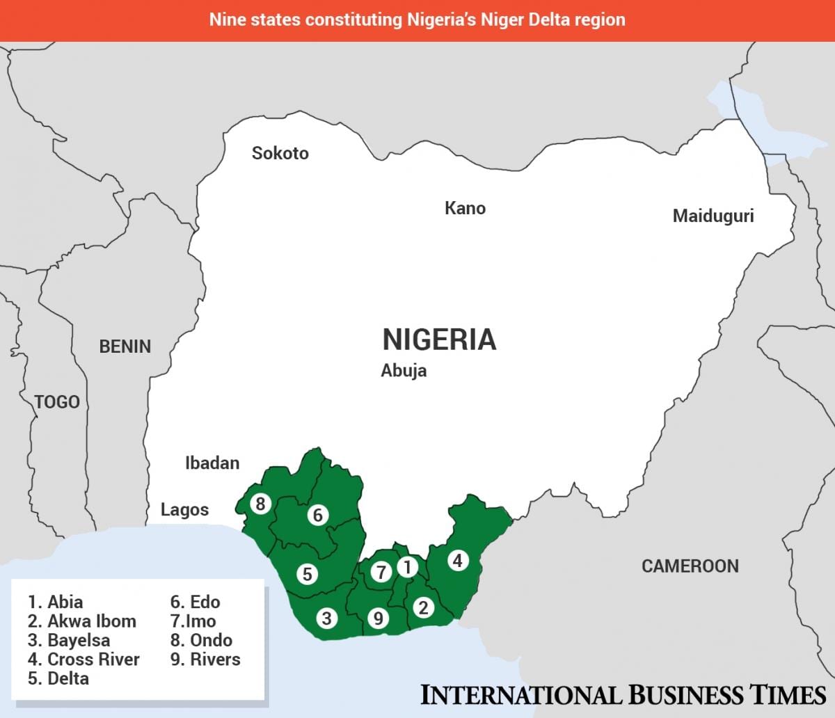 Kart delta çayının Niger Nigeriya xəritə