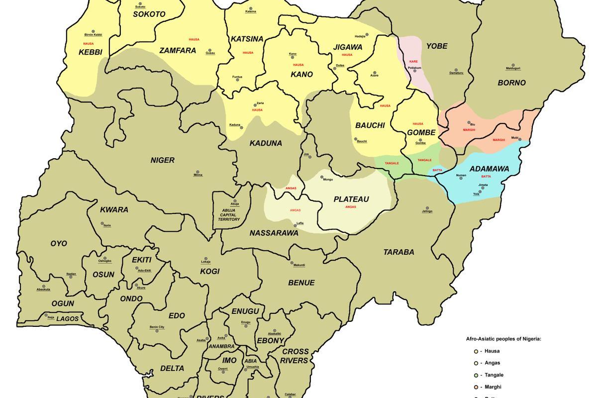kart Nigeriya ilə 36 dövlətləri