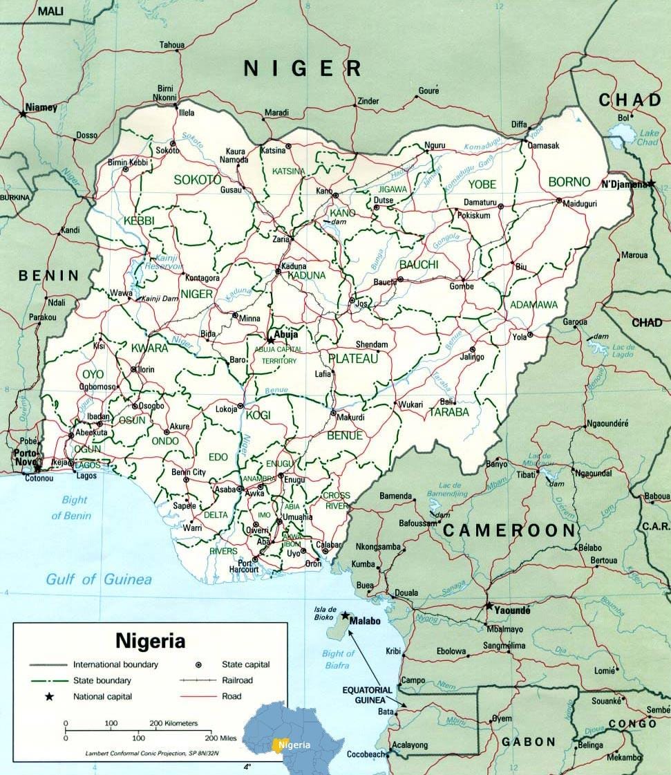Laqos Nigeriya xəritədə Afrika