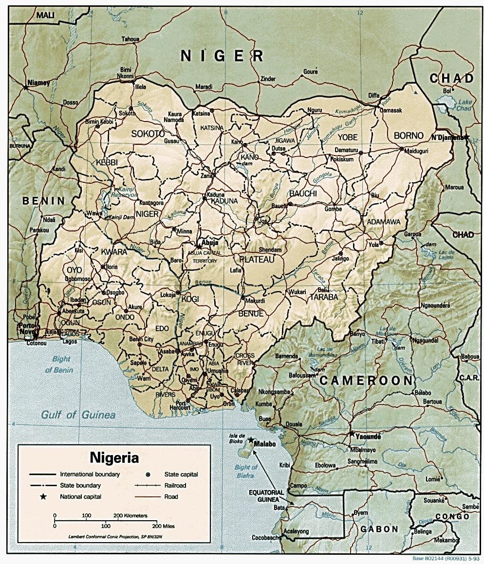 coğrafi xəritə Nigeriya