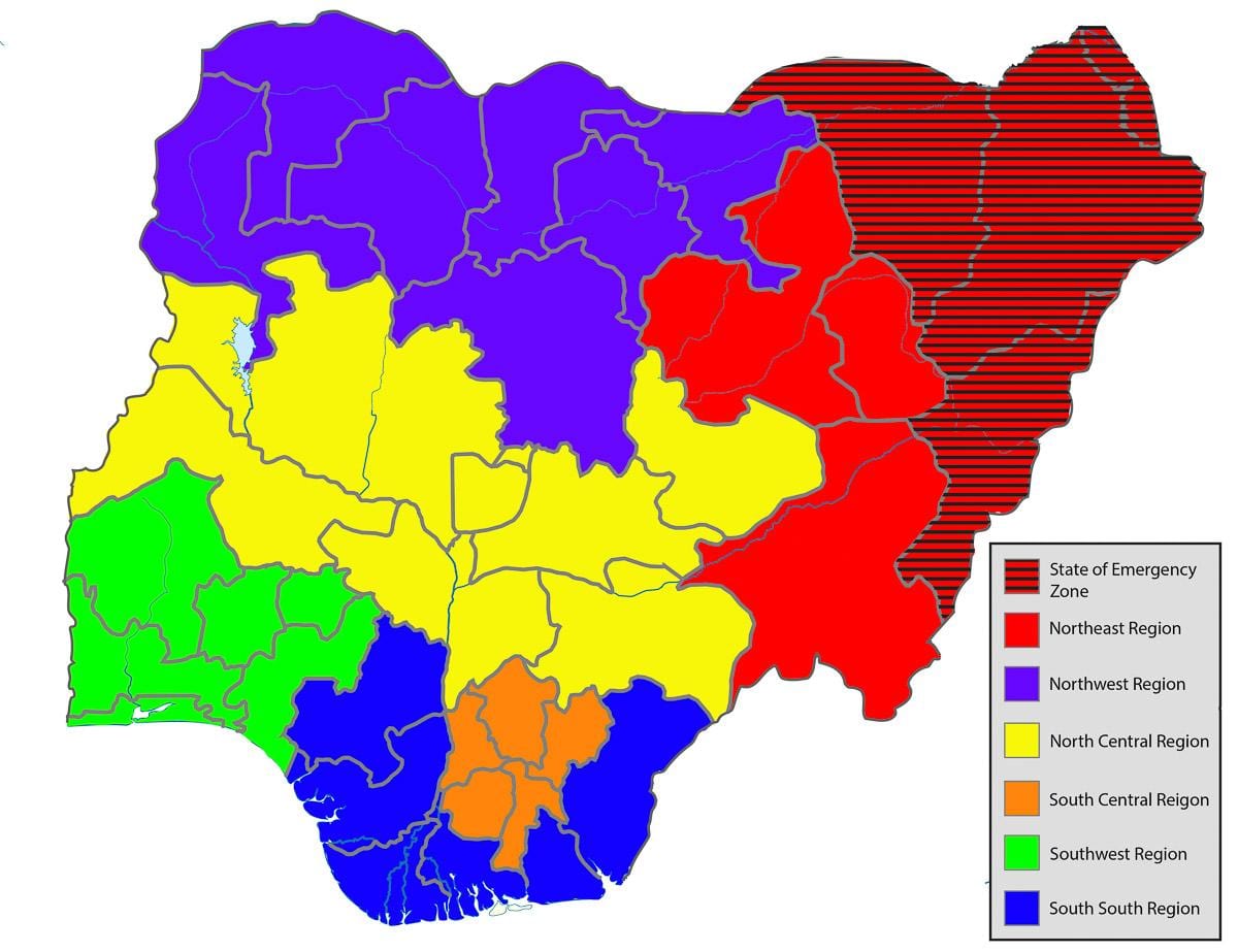 nigeriya ordusuna kart gösteren Ştatları
