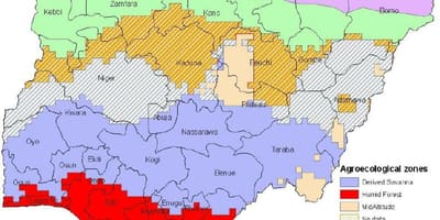 Kart Nigeriya göstərilməklə ekoloji zonaları