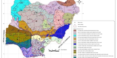 Kart Nigeriya göstərilməklə müxtəlif zonalarının bitki 